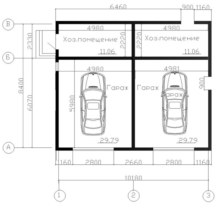 Проект дома с 2 гаражами